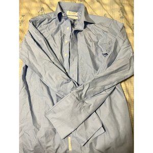 Gold Label Roundtree and Yorke Blue Shirt Mens Button Up 14.5 32 French Cuffs